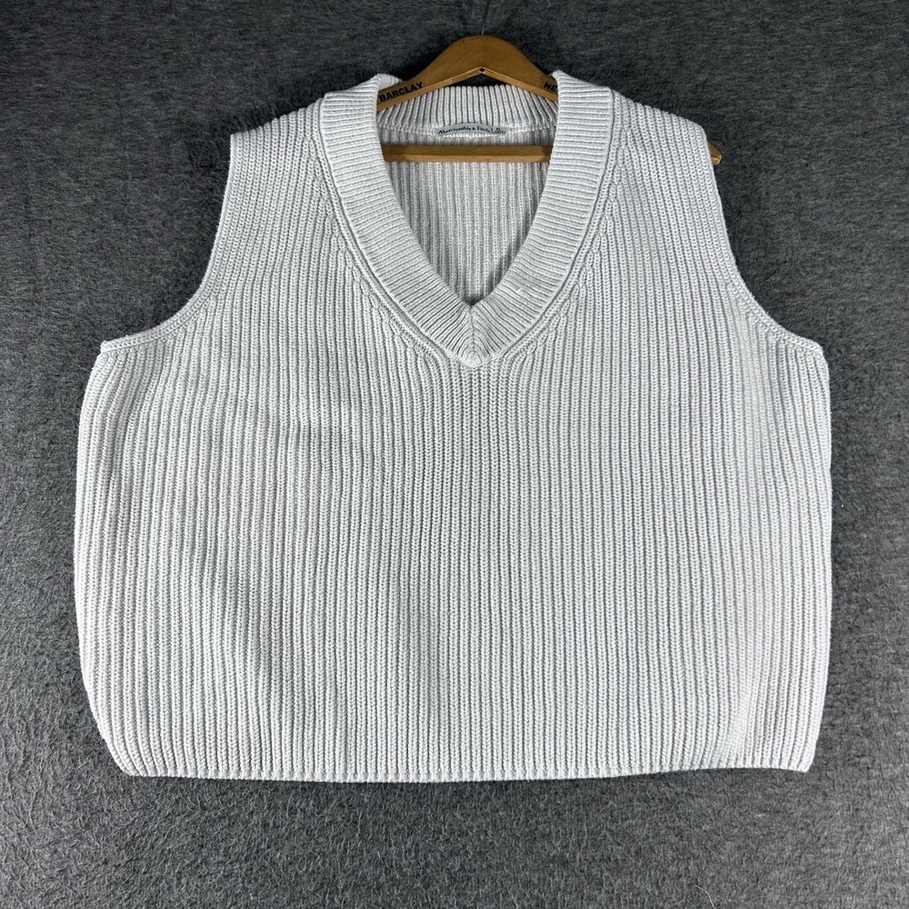 Abercrombie & Fitch Ivory White Knit Sweater Vest Women's Size XL Preppy Tennis